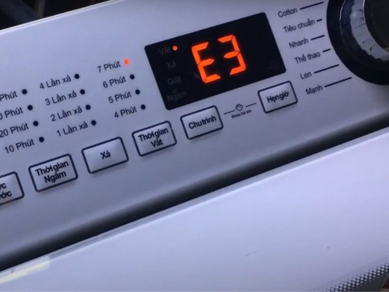 Dấu hiệu nhận biết lỗi E3 máy giặt Sanyo