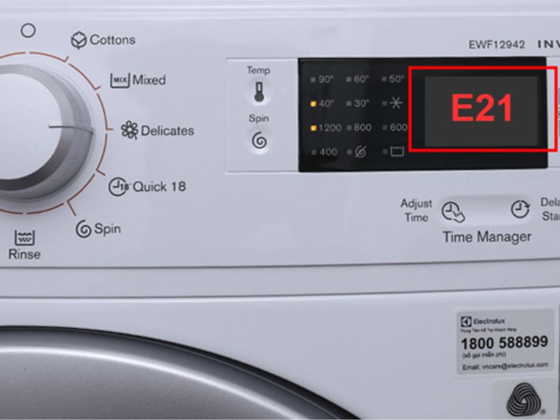 Dấu hiệu nhận biết lỗi E21 máy giặt Electrolux