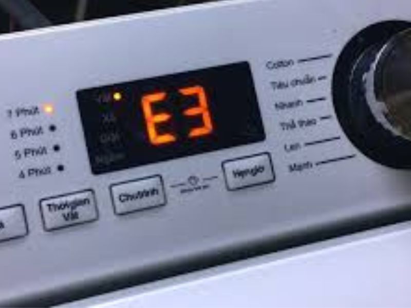 Dấu hiệu nhận biết lỗi E3 máy giặt Toshiba