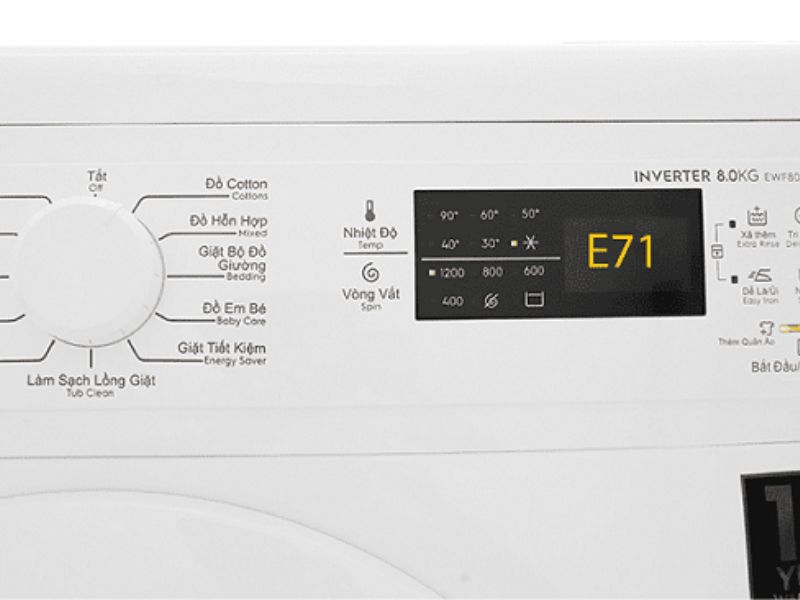 Dấu hiệu nhận biết máy giặt Electrolux lỗi E71